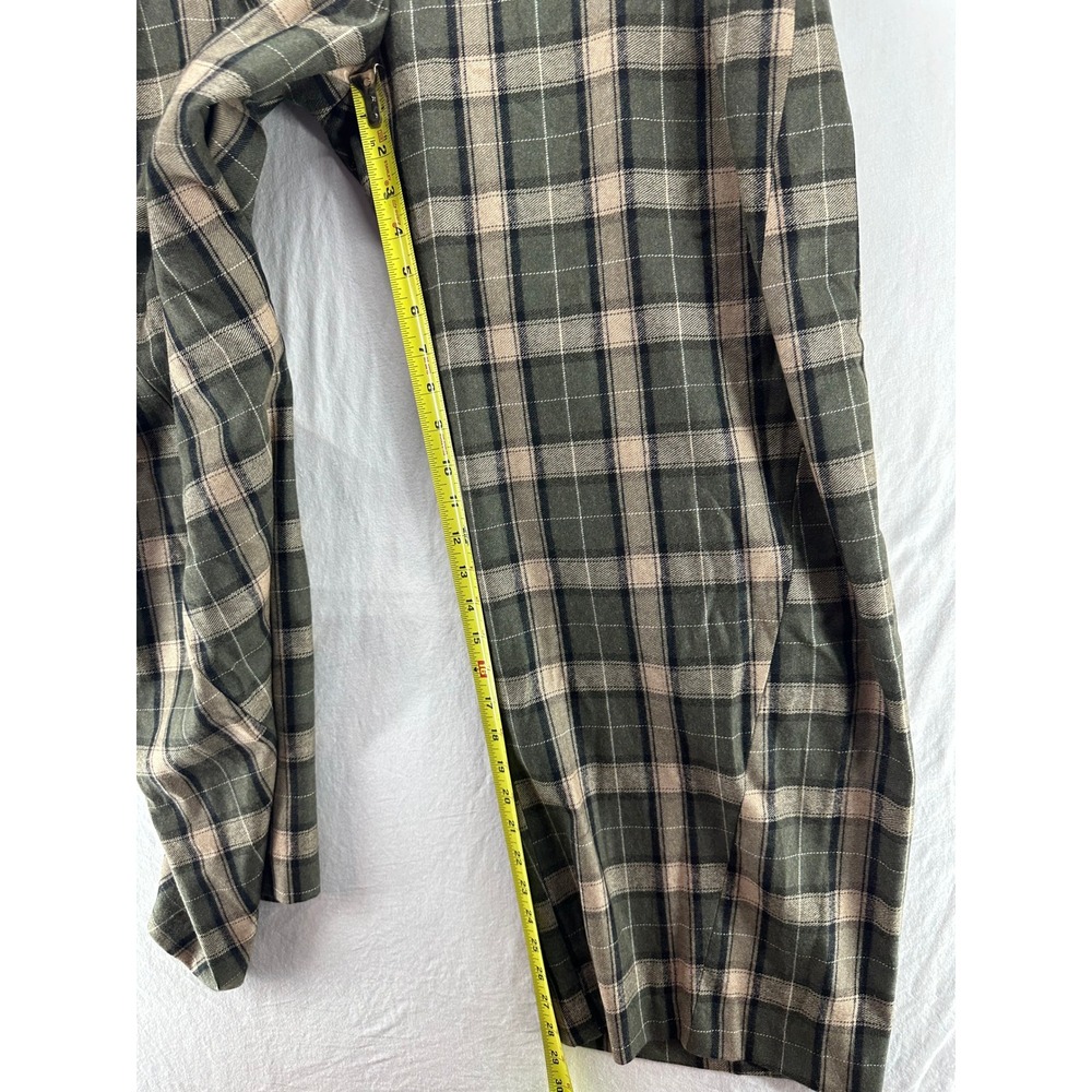 Zara Women Green Plaid Wide Leg High Rise Pleated Trousers Size L Pants - Picture 8 of 14